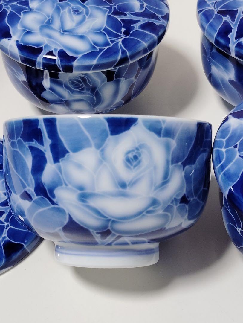 Amazon | 深川製磁 古代バラ 蓋付湯呑み 4客 | ノーブランド品